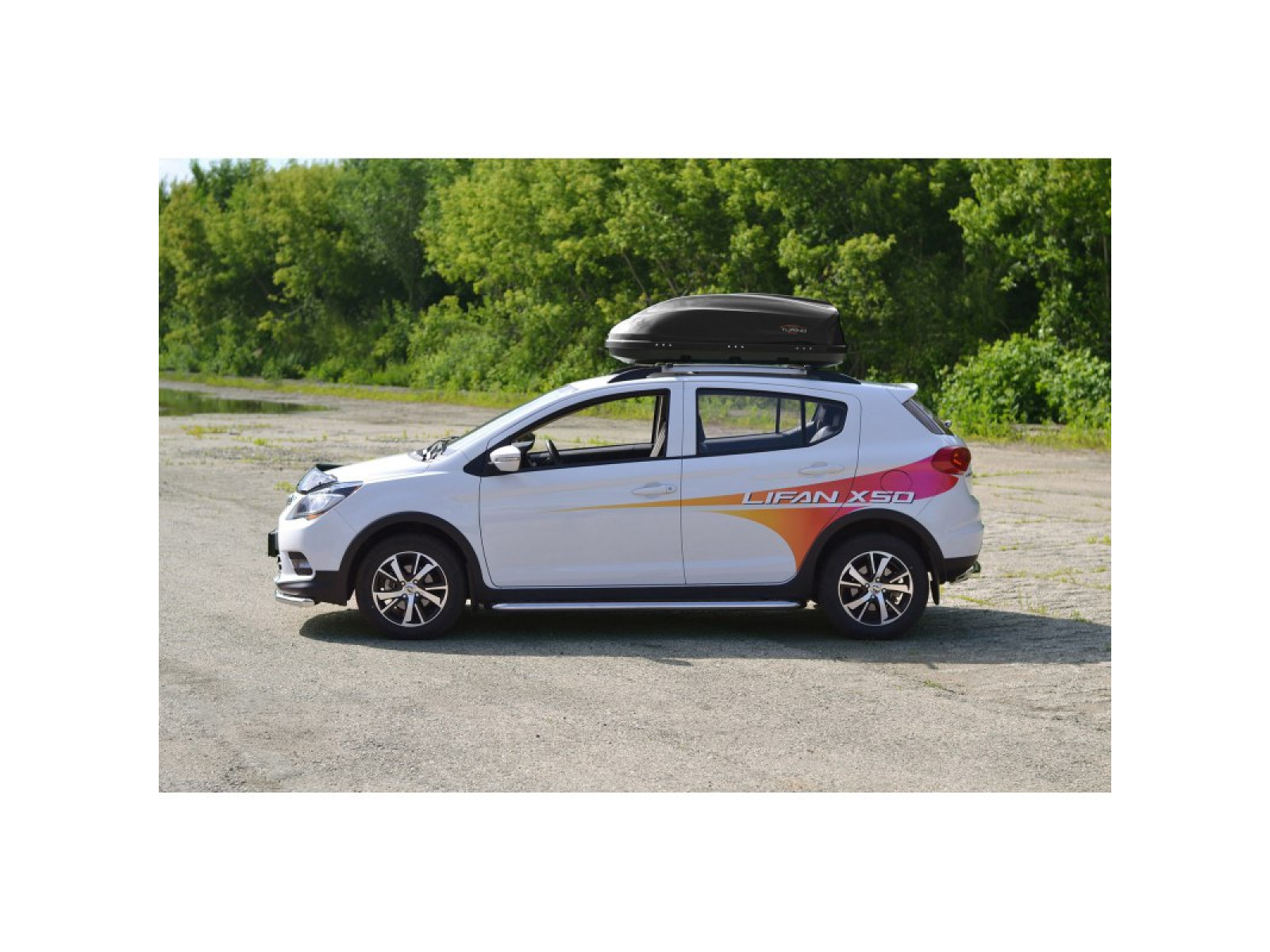 Автобокс (бокс на крышу) Turino Compact 360 л., 1420 х 830 х 450мм., черный, матовый (двухсторнний)