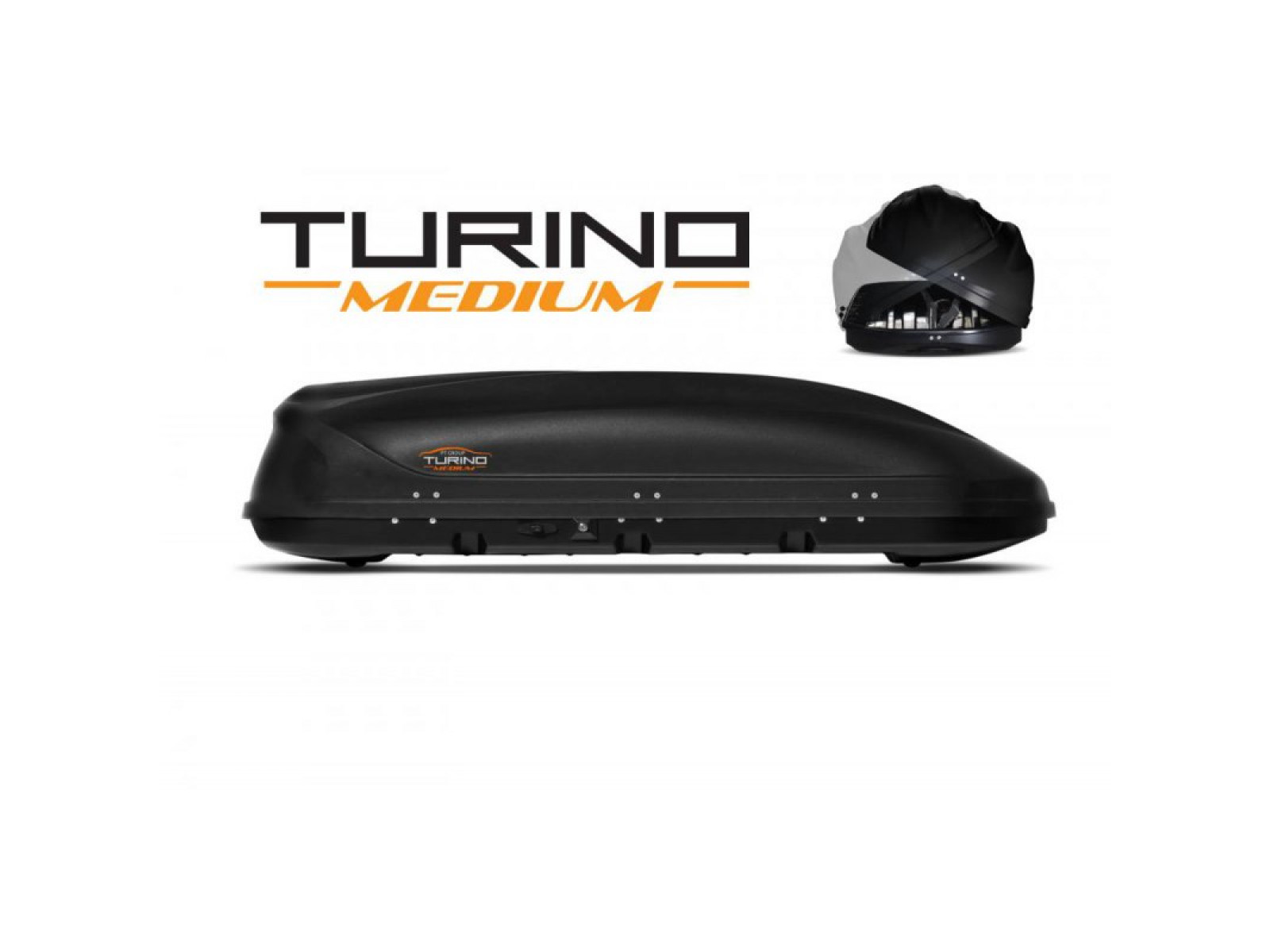 Автобокс на крышу черный Turino Medium (460 л) Аэродинамический с двусторонним открыванием