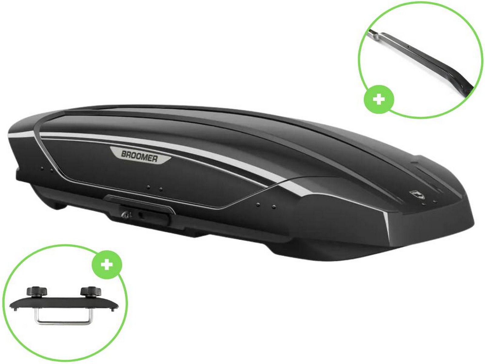 Автобокс Broomer Venture L (П-Скоба) Чёрный Глянец c центр. усилителем с двусторонним открытием