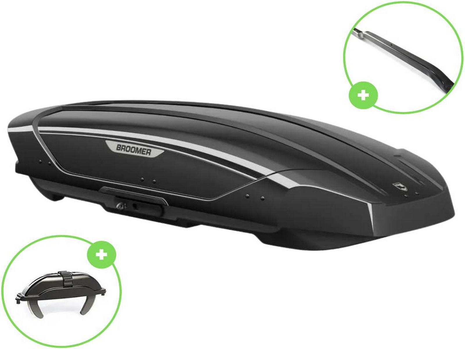 Автобокс Broomer Venture L (Краб) Чёрный Глянец c центр. усилителем с двусторонним открытием