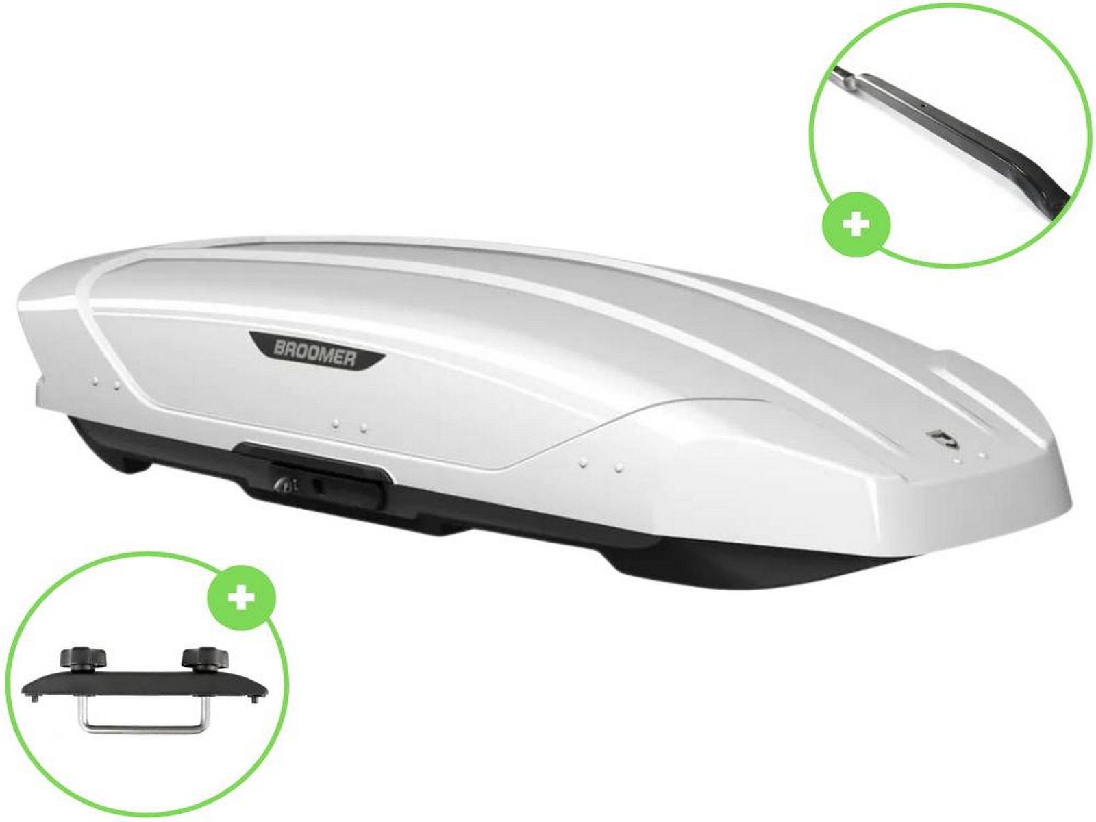 Автобокс Broomer Venture L (П-Скоба) Белый Глянец c центр. усилителем с двусторонним открытием