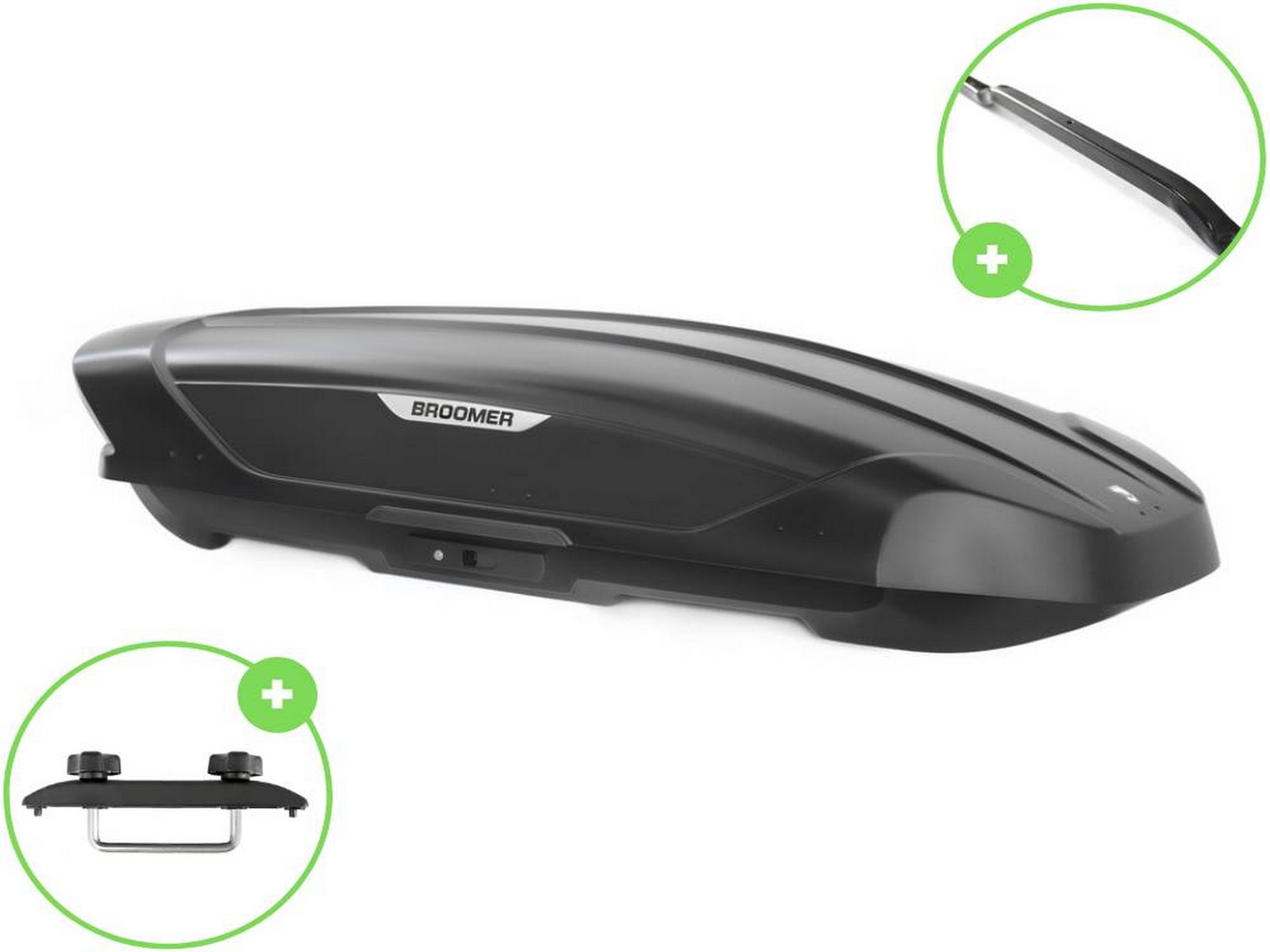 Автобокс Broomer Venture L (П-Скоба) Чёрный Матовый c центр. усилителем с двусторонним открытием