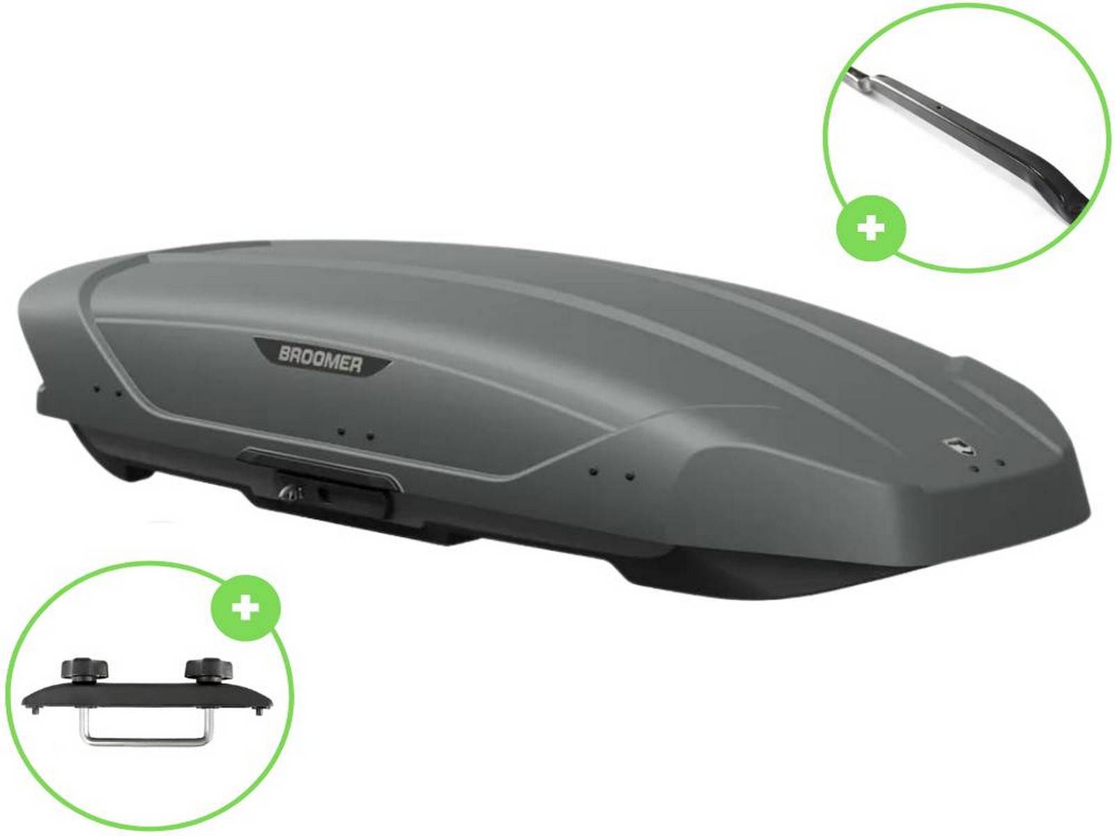 Автобокс Broomer Venture L (П-Скоба) Серый Матовый c центр. усилителем с двусторонним открытием