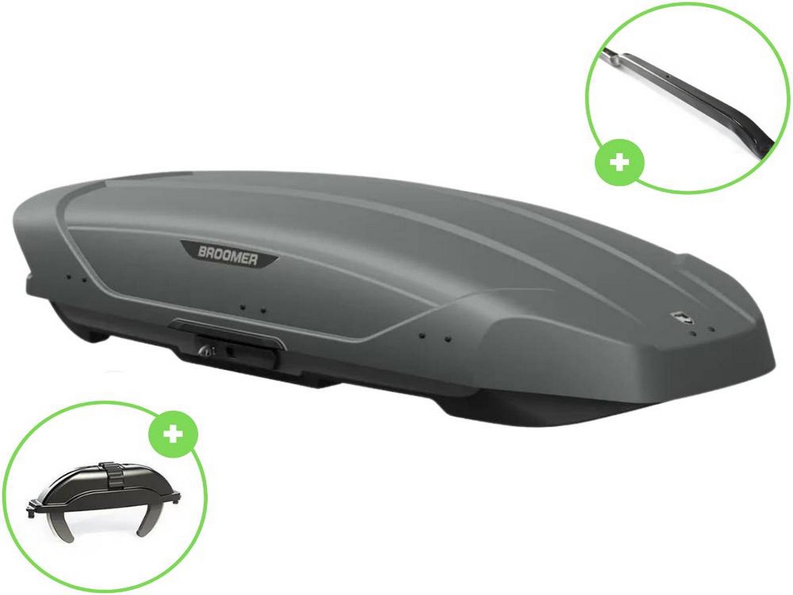 Автобокс Broomer Venture L (Краб) Серый Матовый c центр. усилителем с двусторонним открытием