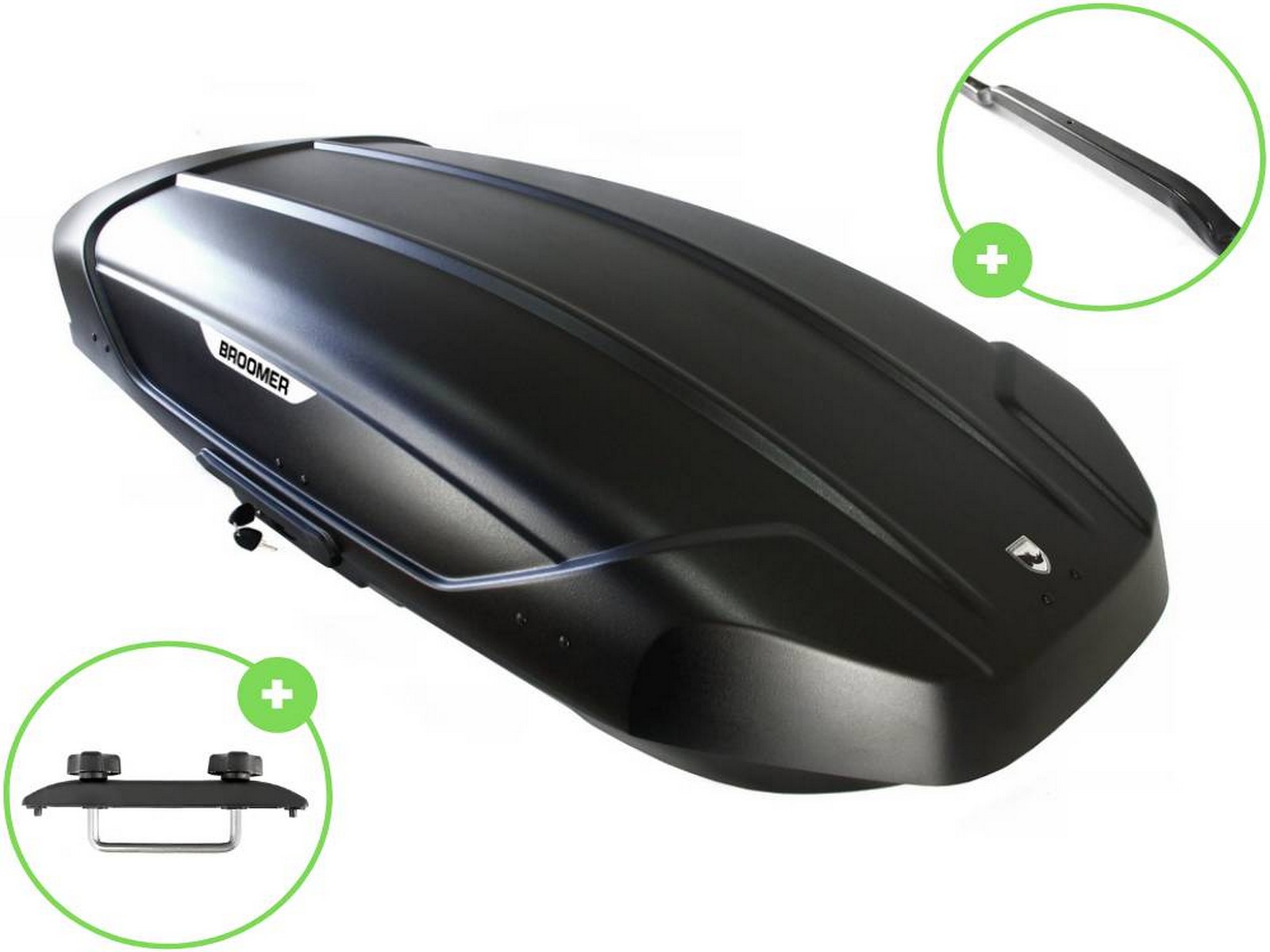 Автобокс Broomer Venture L (Скоба) Raptor Матовый c центр. усилителем с двусторонним открытием