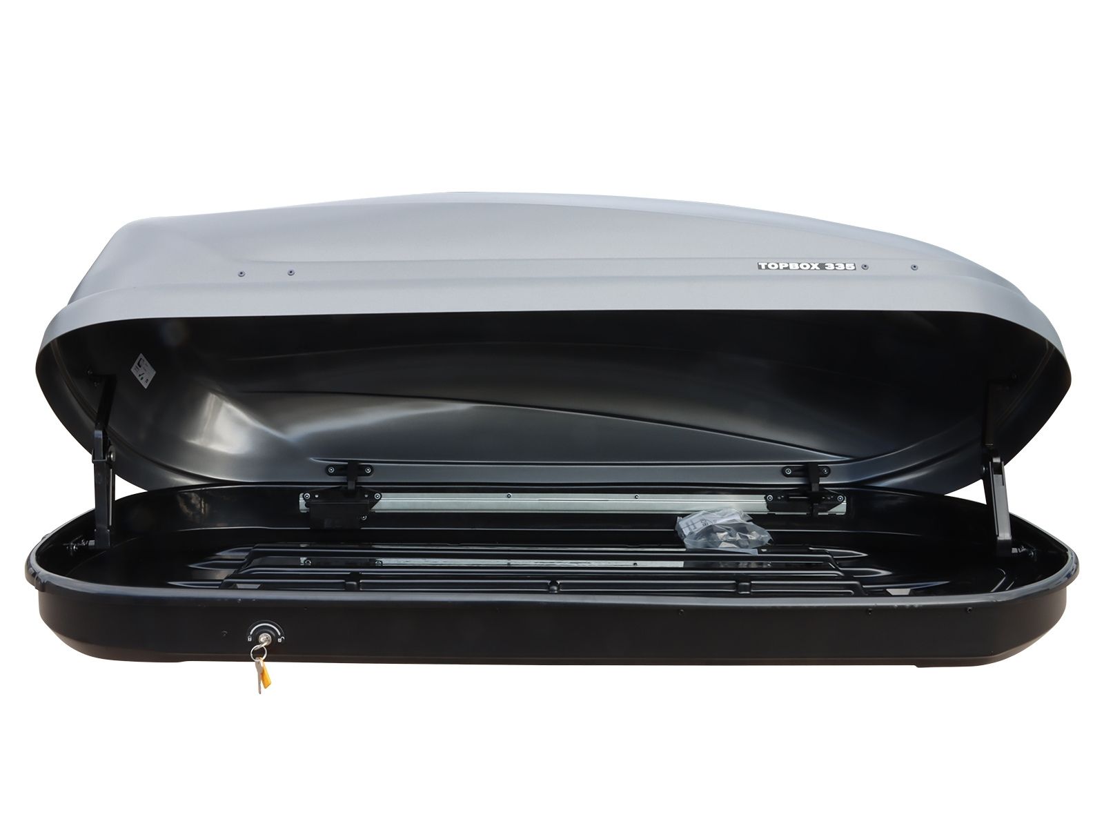 Автобокс Евродеталь TopBox 335 Серый Дастинг с двусторонним открытием