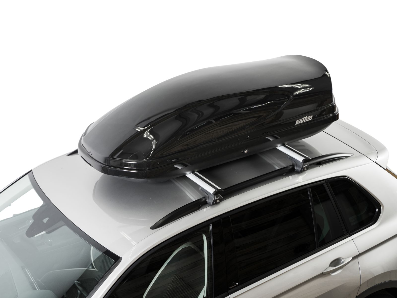 Автобокс на крышу Koffer 430 Чёрный Глянец с двусторонним открытием