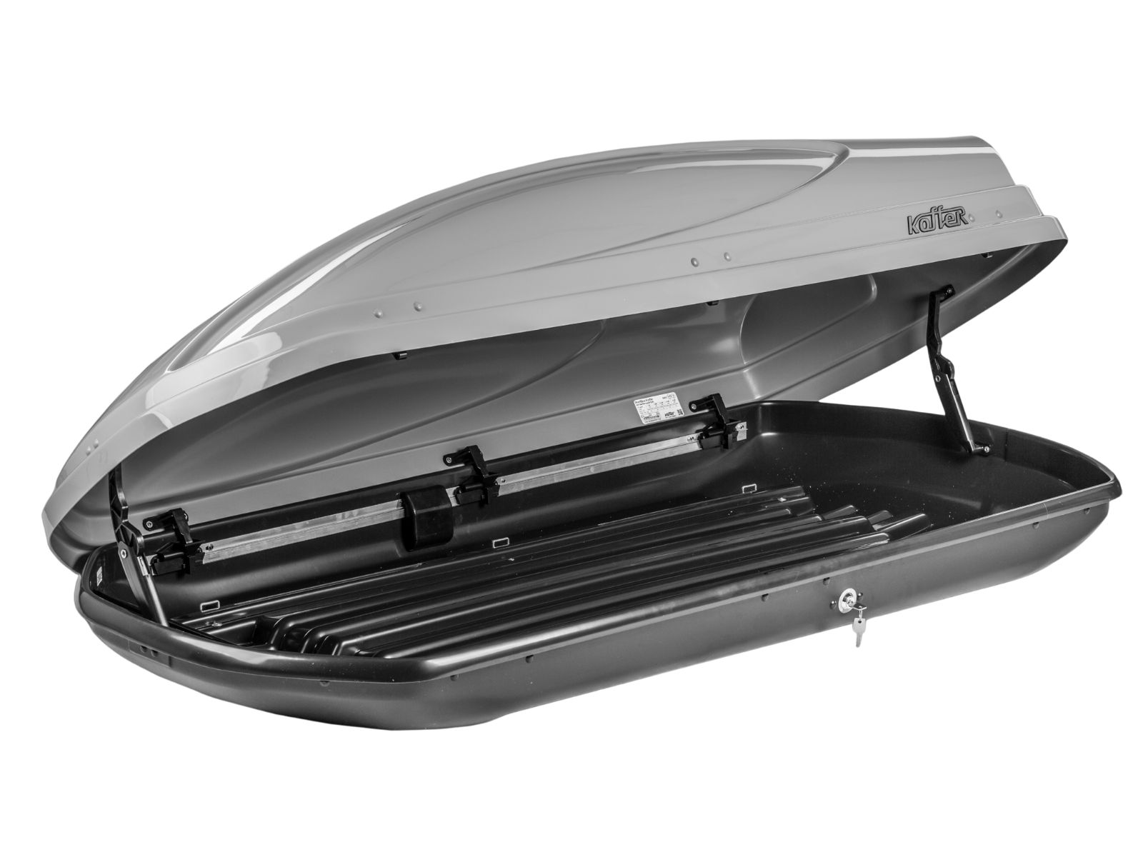 Автобокс на крышу Koffer 430 Серый Глянец с двусторонним открытием