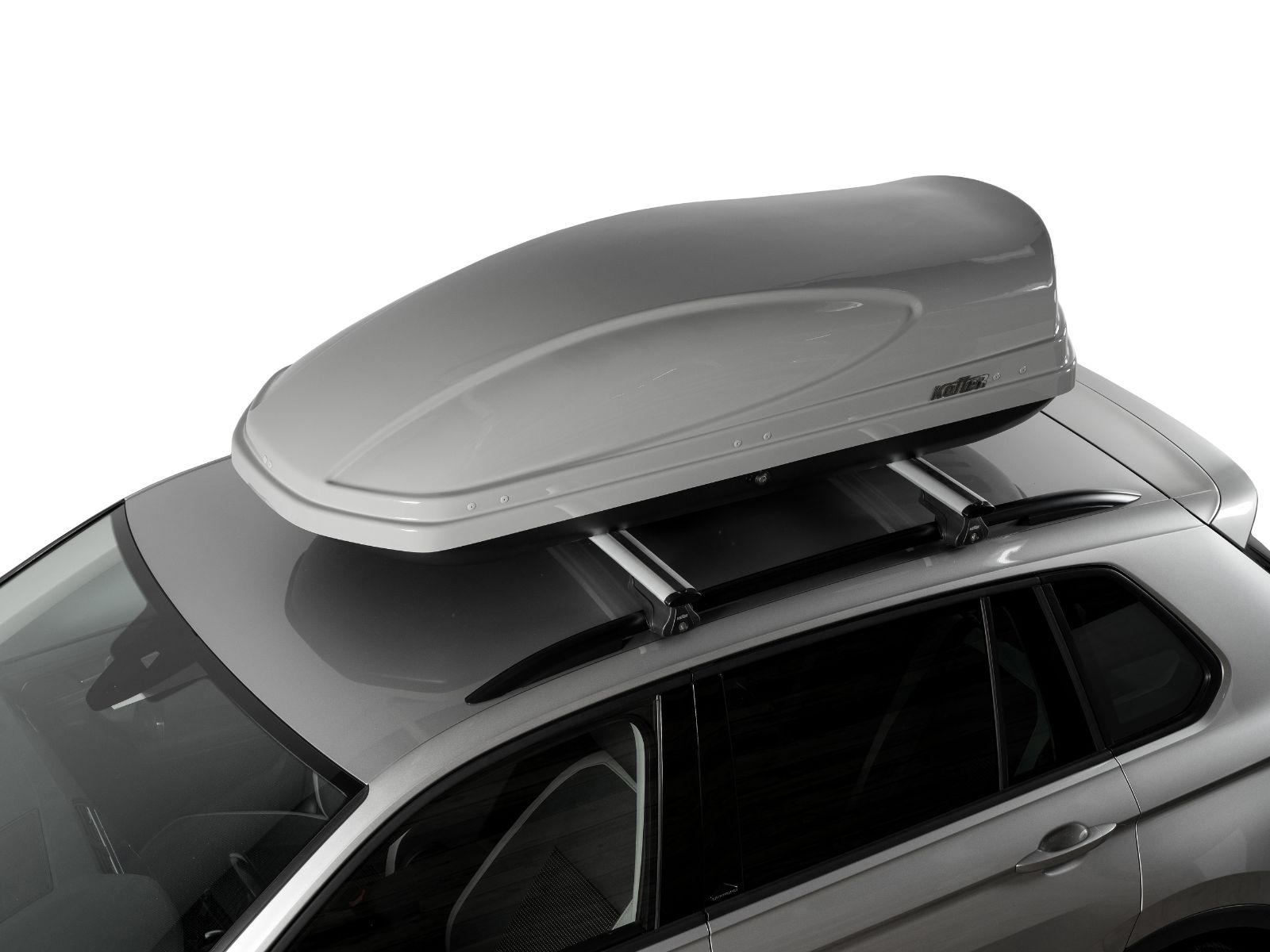 Автобокс на крышу Koffer 430 Серый Глянец с двусторонним открытием