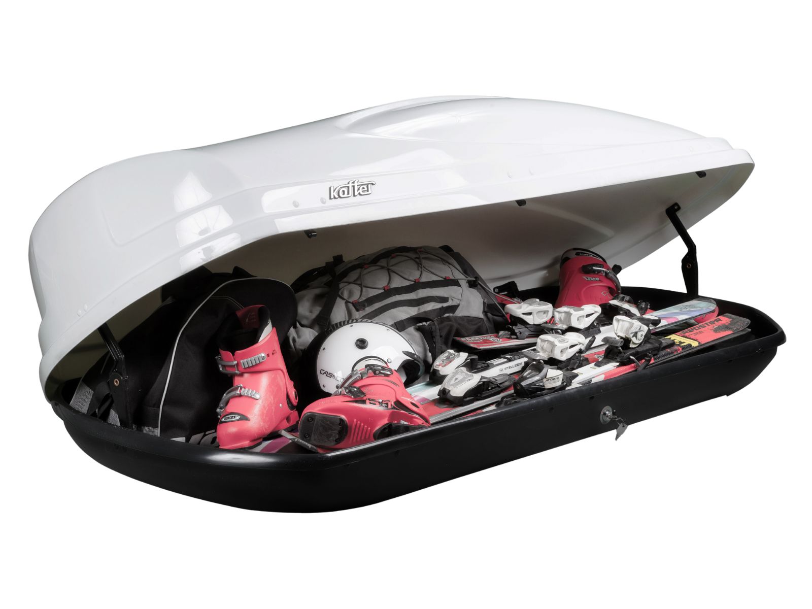 Автобокс на крышу Koffer 430 Белый Глянец с двусторонним открытием