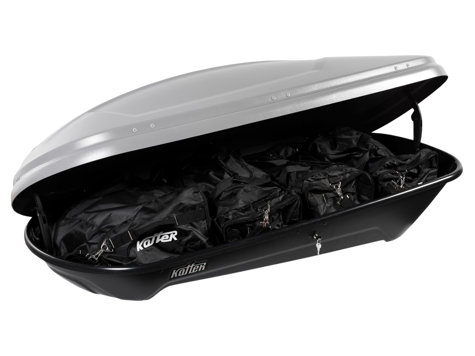 Автобокс на крышу Koffer 430S Серый Матовый с двусторонним открытием