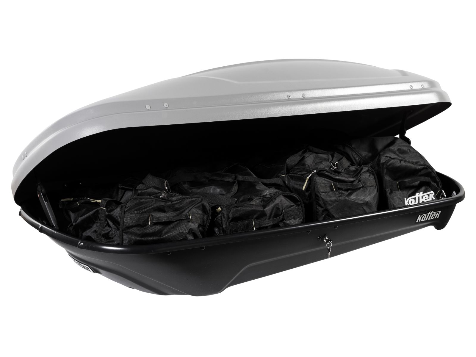 Автобокс на крышу Koffer 430S Серый Матовый с двусторонним открытием