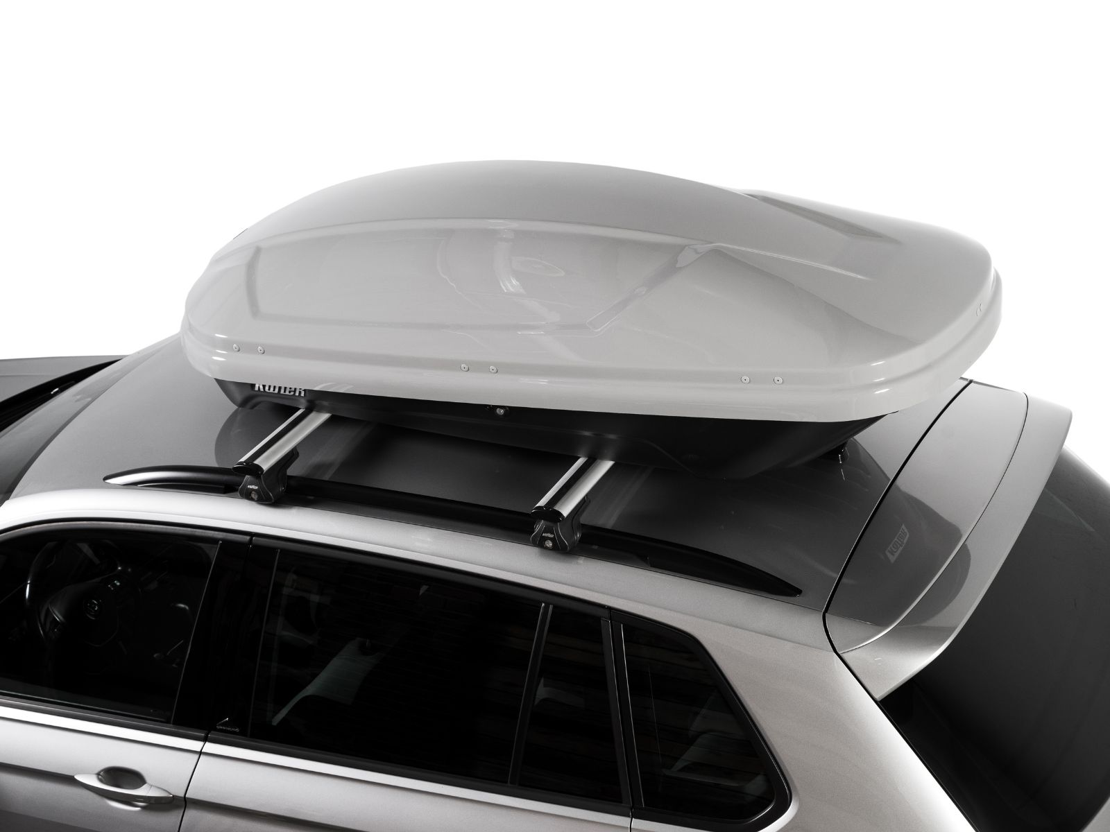 Автобокс на крышу Koffer 430S Серый Глянец с двусторонним открытием