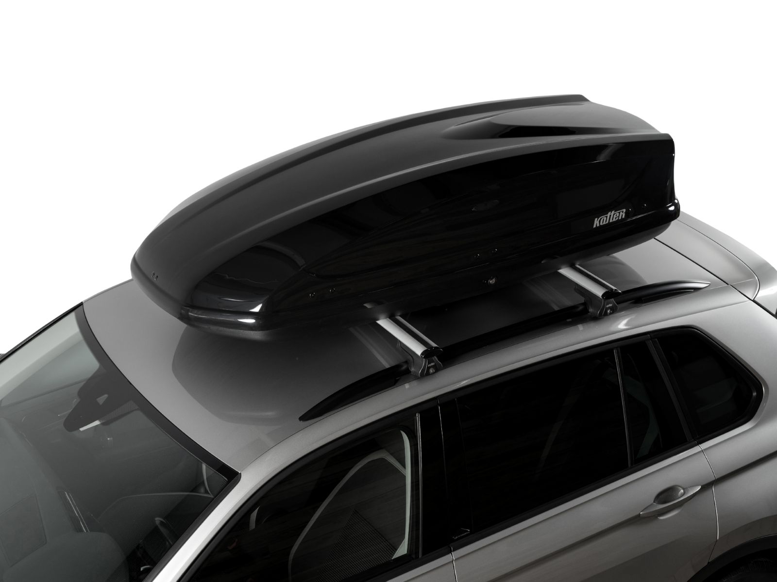 Автобокс на крышу Koffer 440 Чёрный Глянец с двусторонним открытием