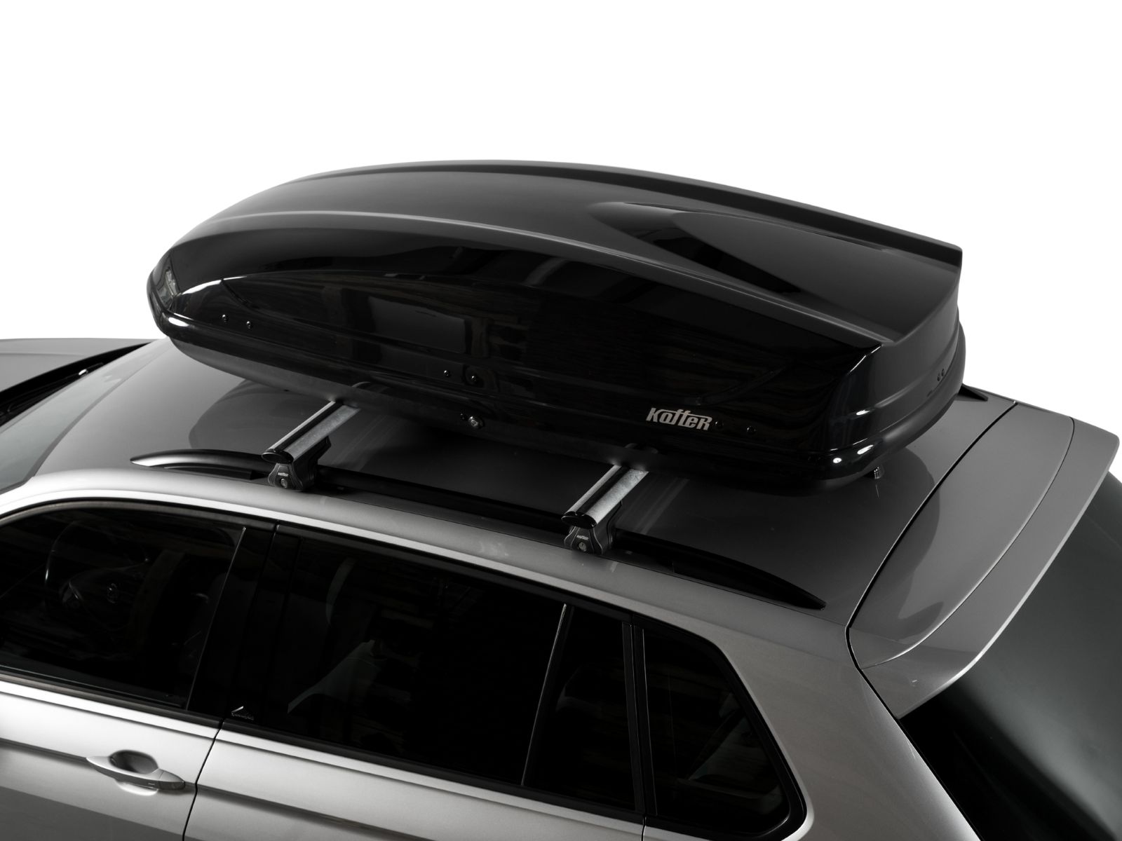 Автобокс на крышу Koffer 440 Чёрный Глянец с двусторонним открытием