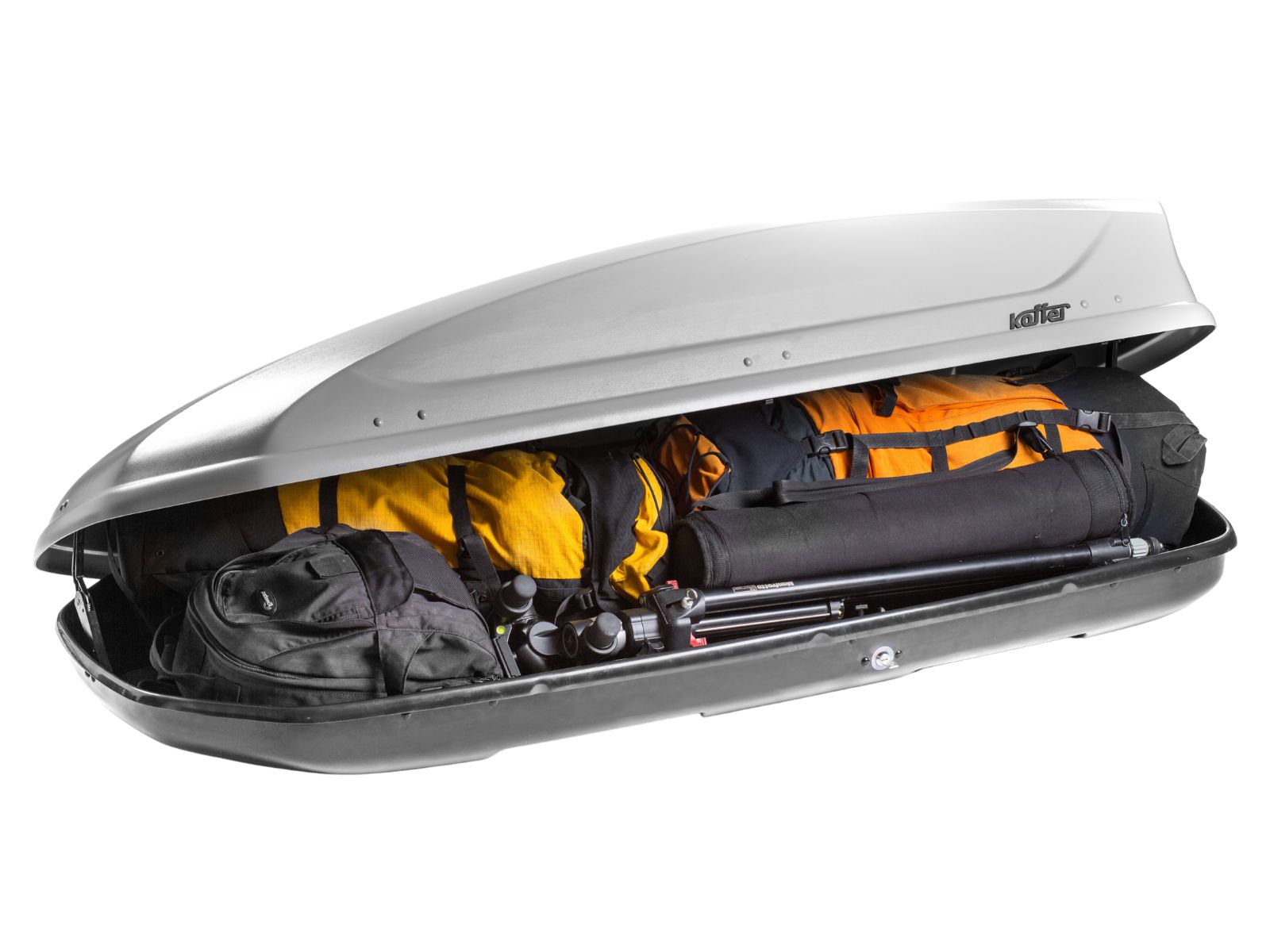 Автобокс на крышу Koffer 440 Серый Матовый с двусторонним открытием