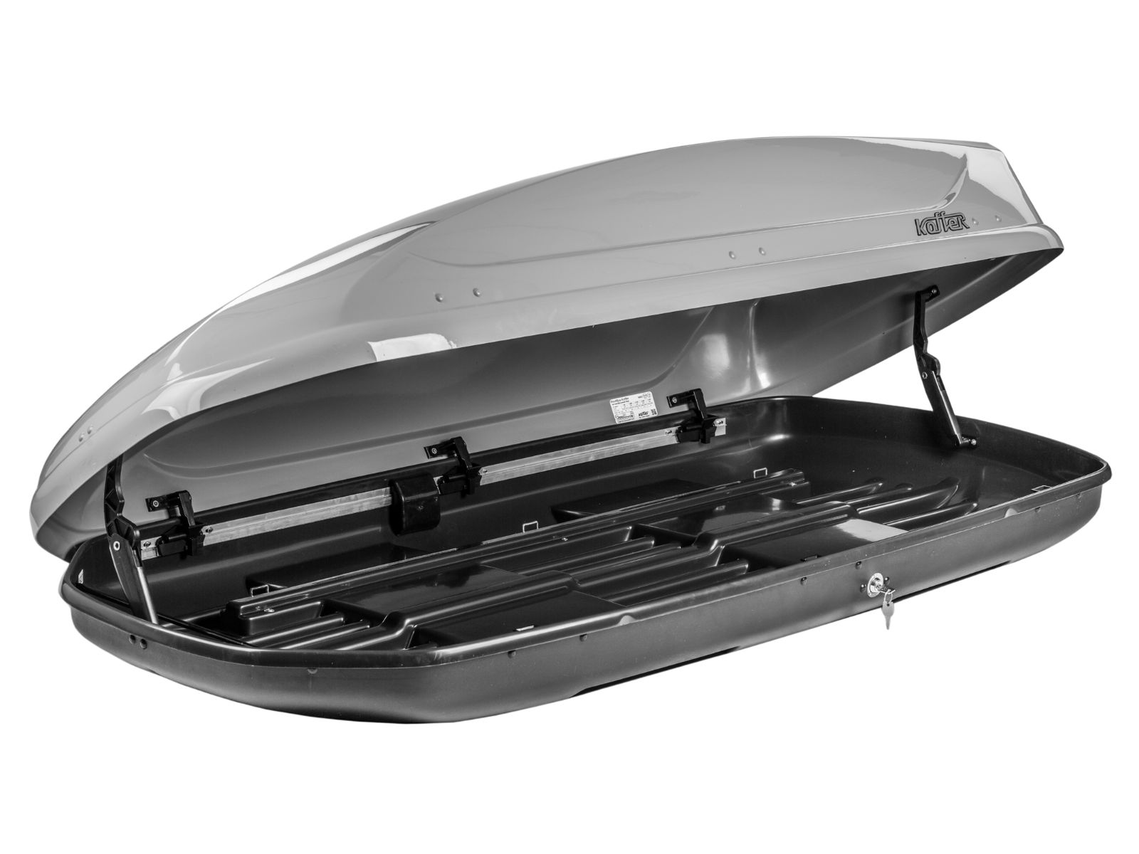 Автобокс на крышу Koffer 440 Серый Глянец с двусторонним открытием