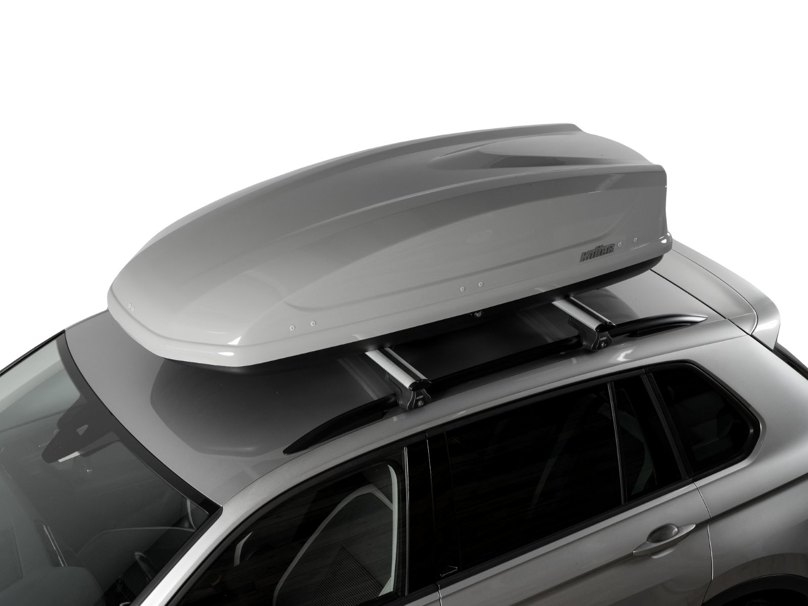 Автобокс на крышу Koffer 440 Серый Глянец с двусторонним открытием