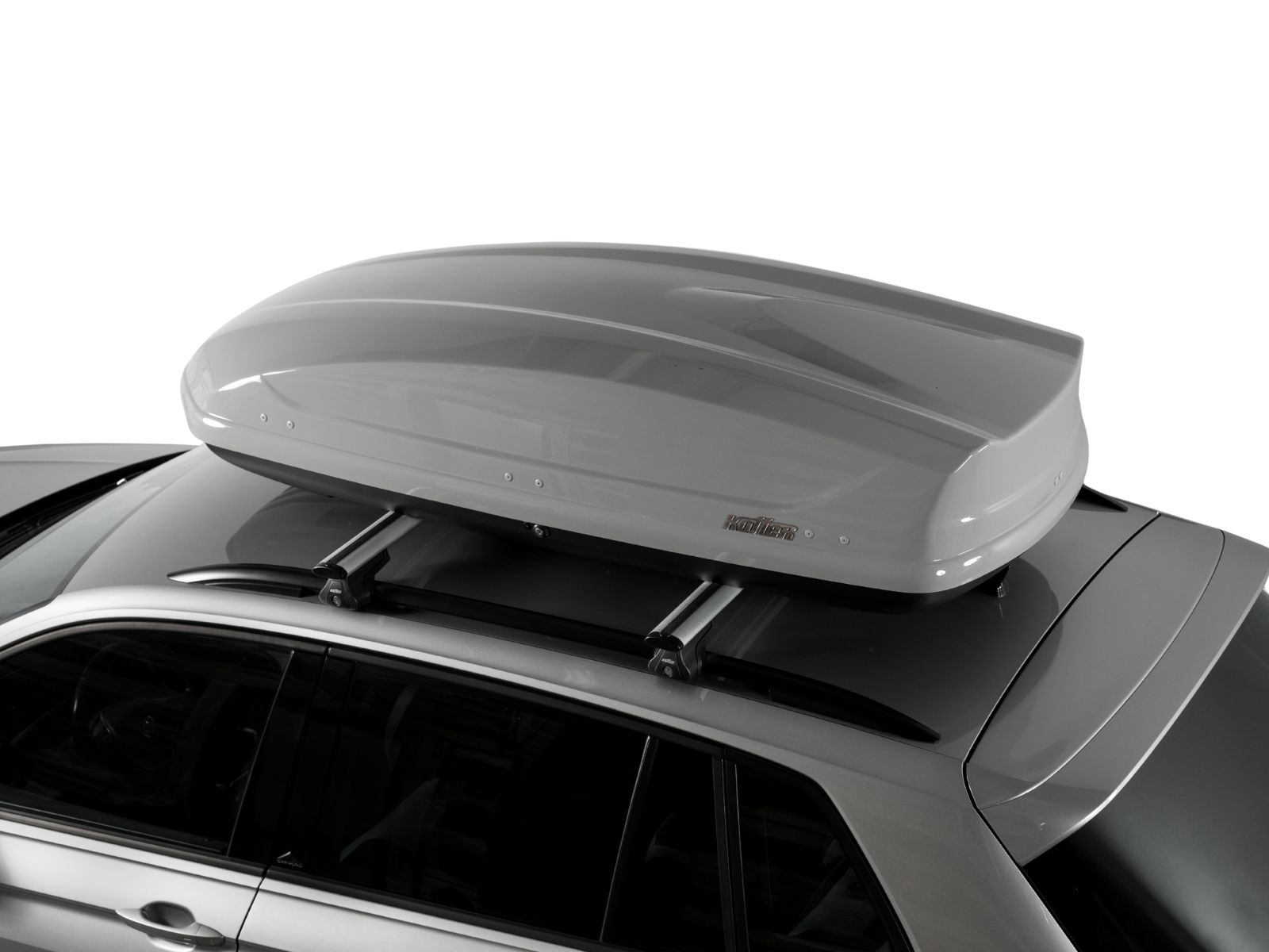 Автобокс на крышу Koffer 440 Серый Глянец с двусторонним открытием