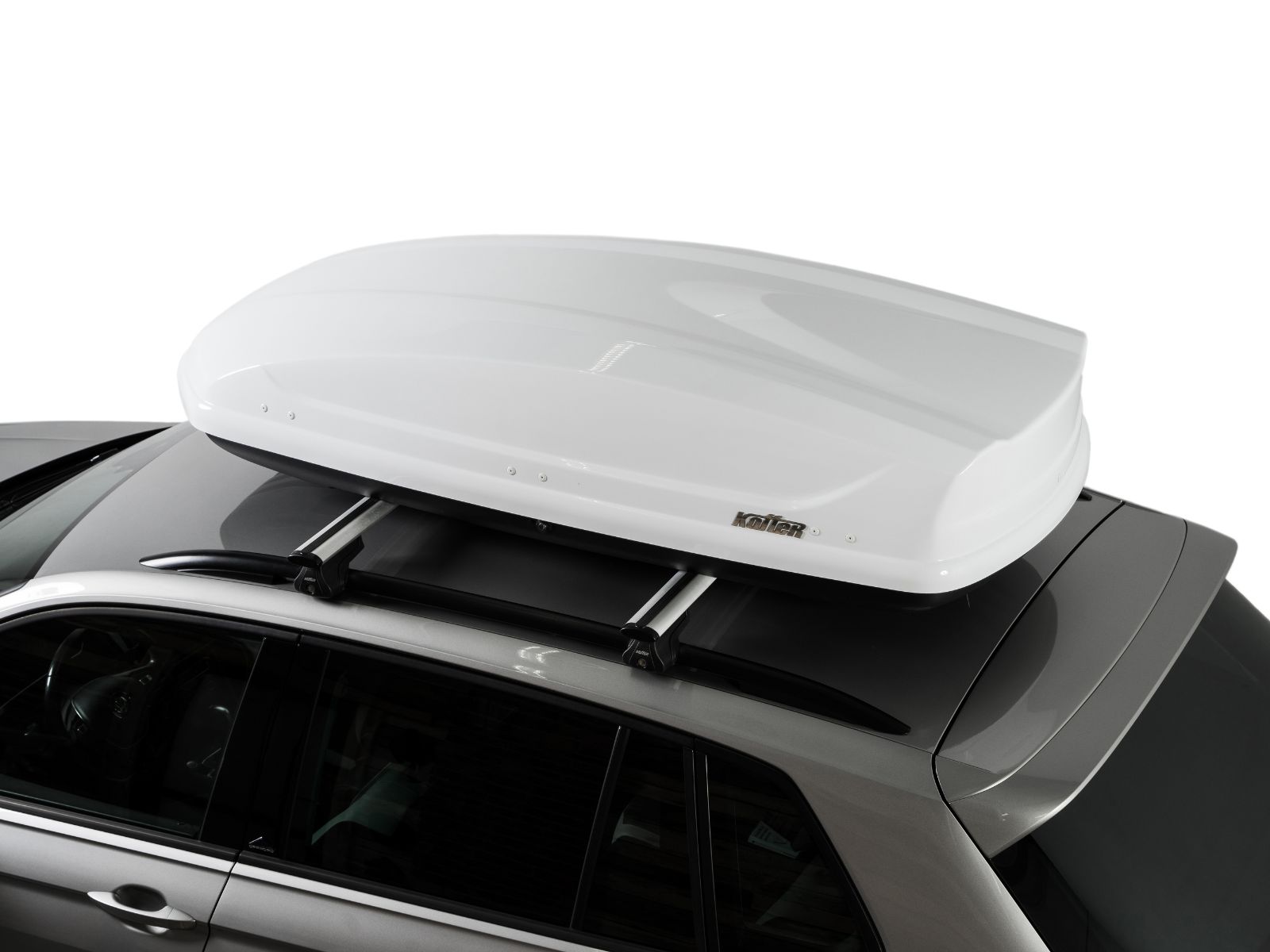 Автобокс на крышу Koffer 440 Белый Глянец с двусторонним открытием