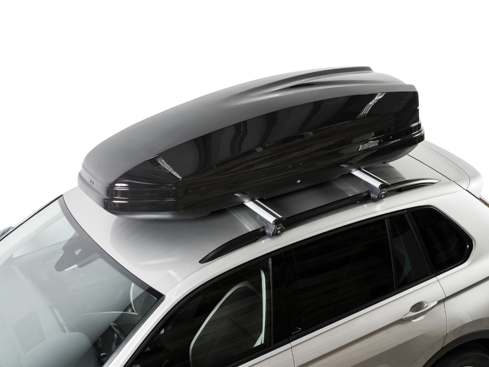 Автобокс на крышу Koffer 480 Чёрный Глянец с двусторонним открытием