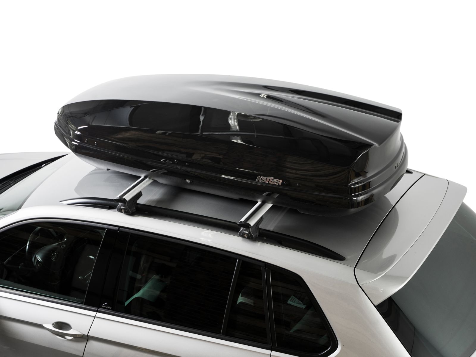 Автобокс на крышу Koffer 480 Чёрный Глянец с двусторонним открытием