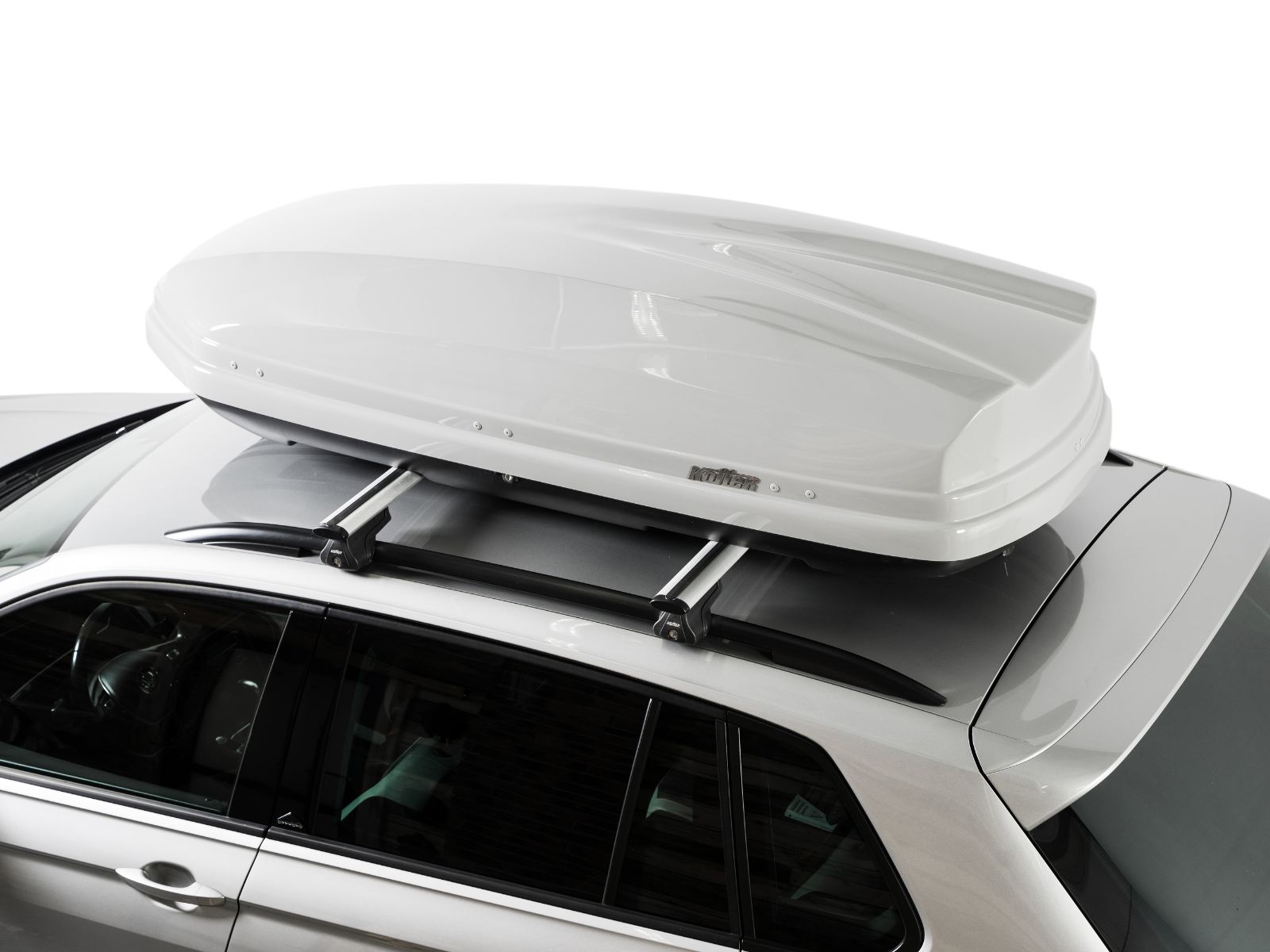 Автобокс на крышу Koffer 480 Белый Глянец с двусторонним открытием