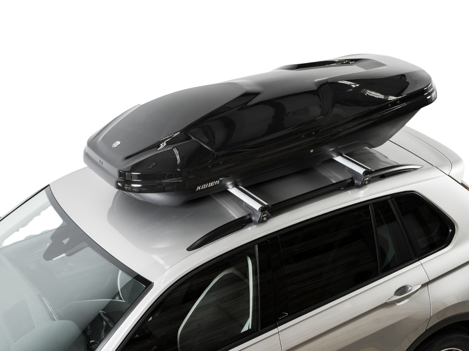 Автобокс на крышу Koffer 480S Чёрный Глянец с двусторонним открытием