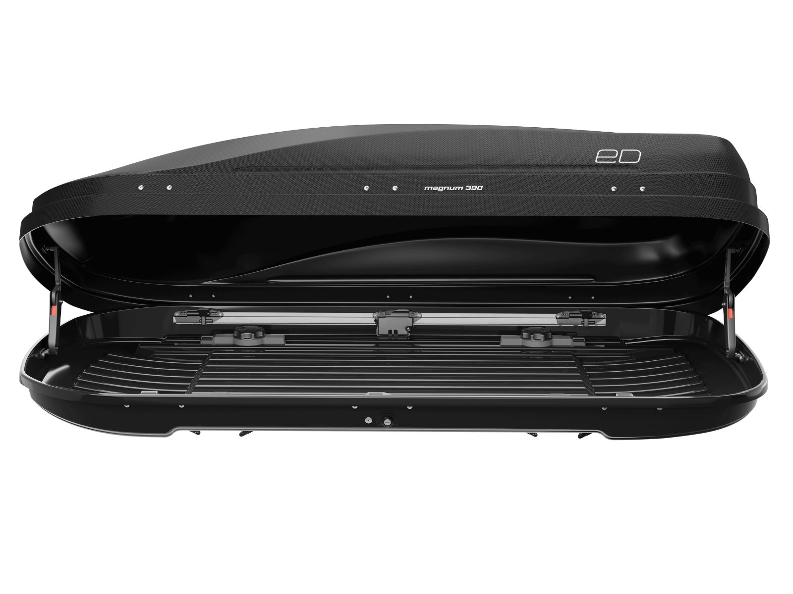 Автобокс Piligrim Магнум 390 Чёрный Карбон с двусторонним открытием