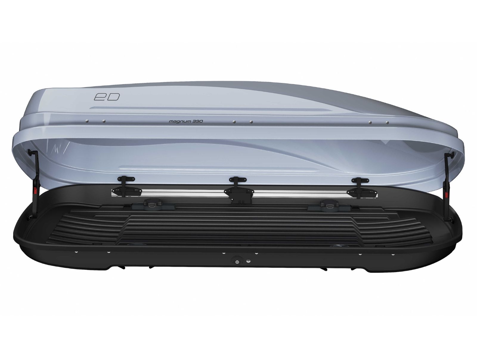 Автобокс Piligrim Магнум 390 Серый Глянец с двусторонним открытием