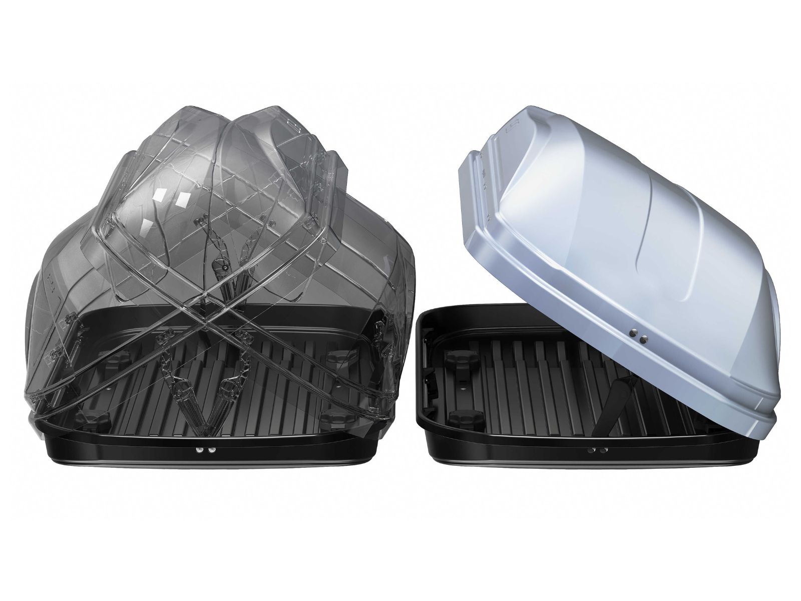 Автобокс Piligrim Магнум 390 Серый Глянец с двусторонним открытием